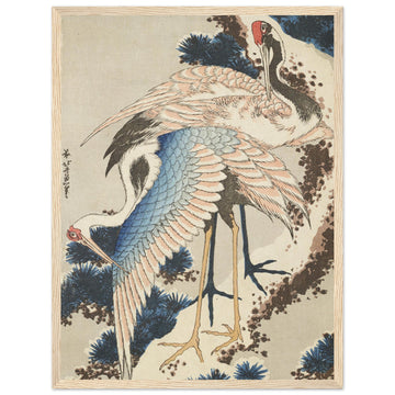 Two Cranes on a Snow-covered Pine Tree - Katsushika Hokusai