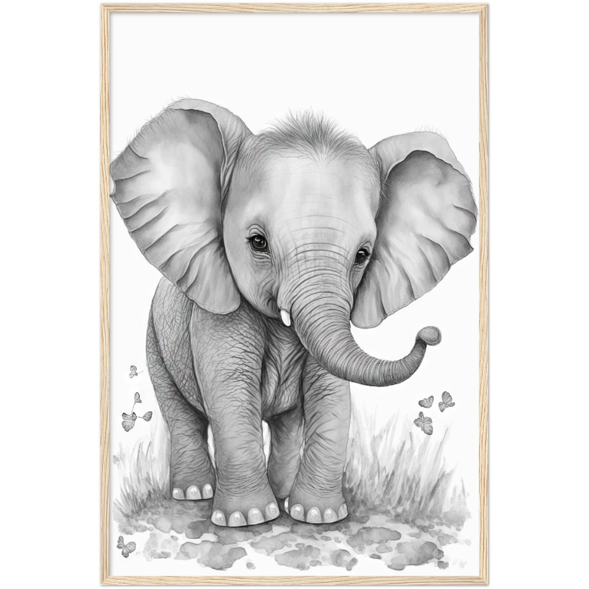 Drawing of little baby elephant in indian henna Vector Image