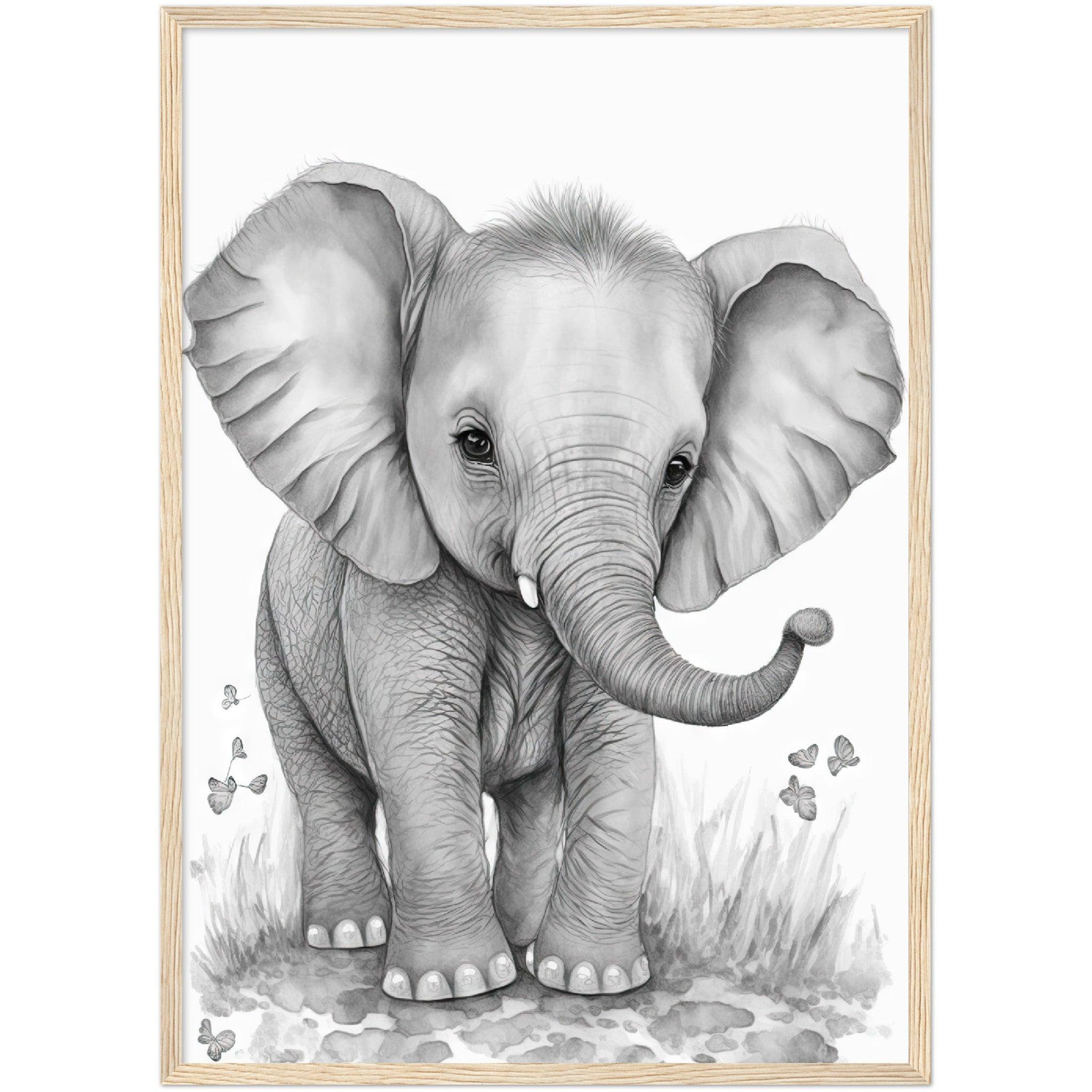 How to Draw a Cute Baby Elephant with Flower Easy Steps - YouTube